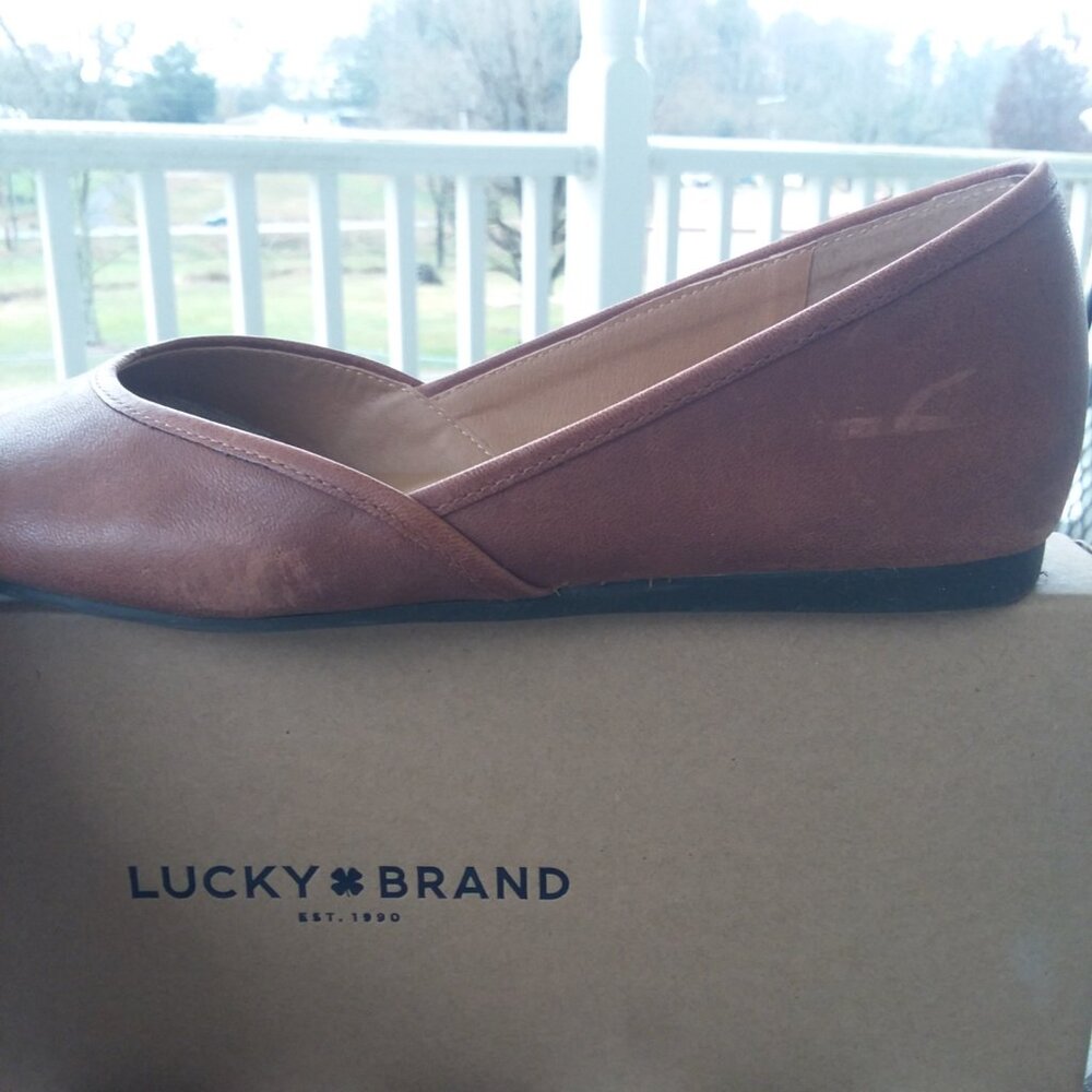 Womens Lucky Brand Leather slip on flat  in Spiced Tan 6 - Picture 4 of 6